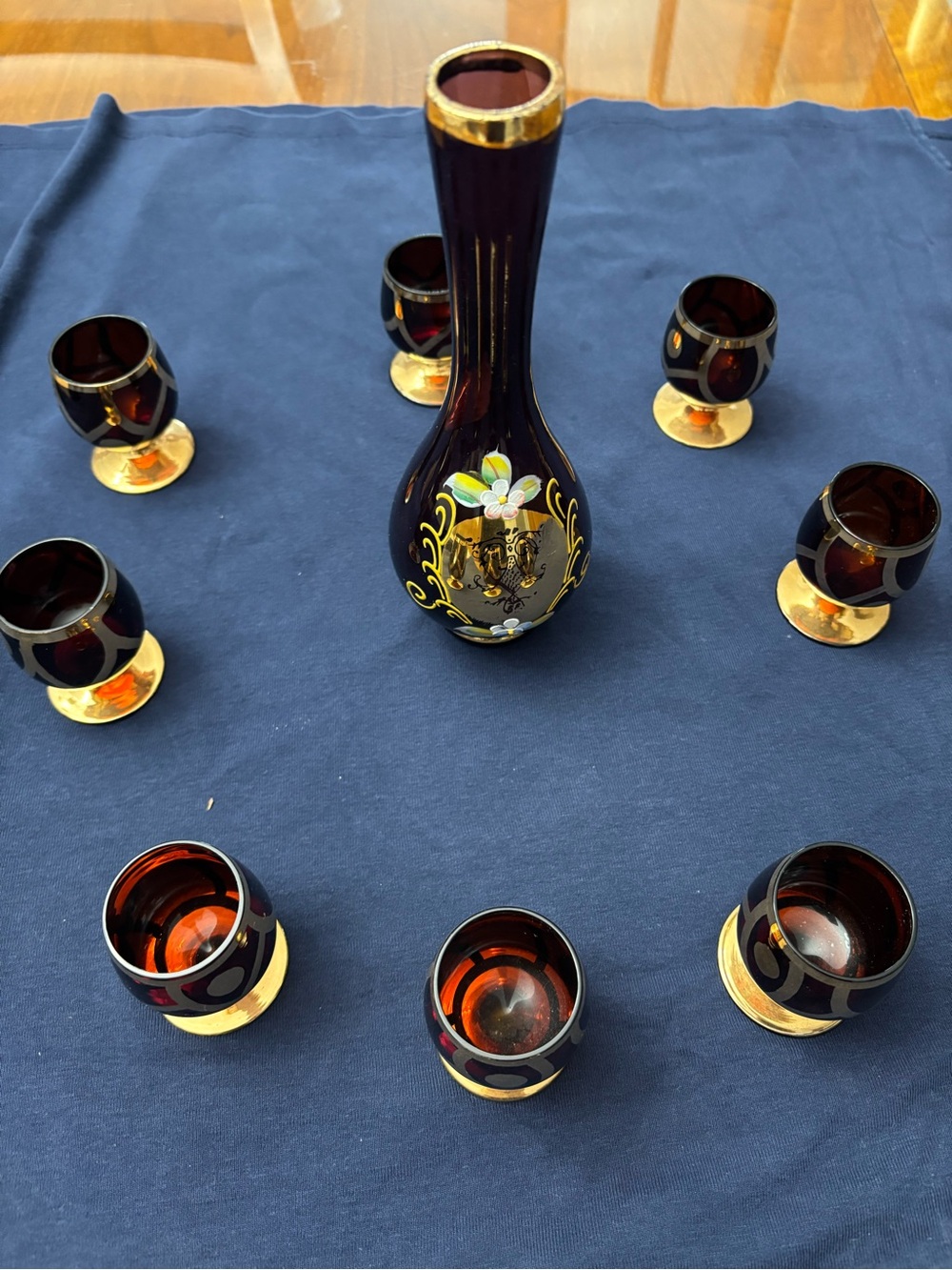 Vintage sake Set with Gold Accents
